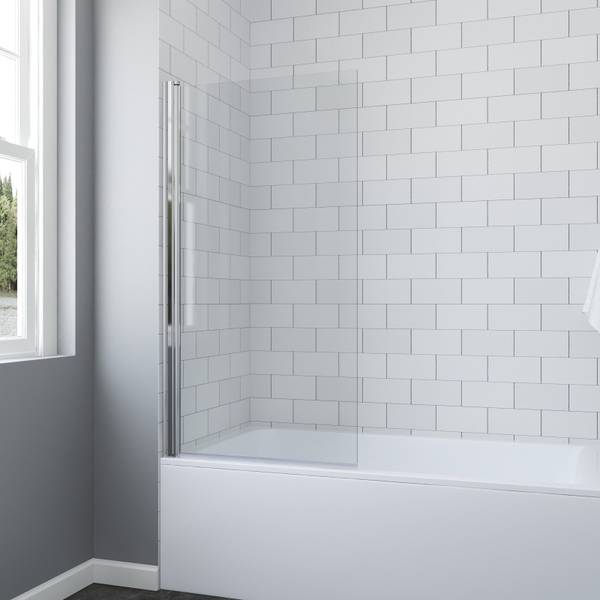 Badewanne-Duschwand D018 Silber - Glas - 144 x 144 x 0 cm
