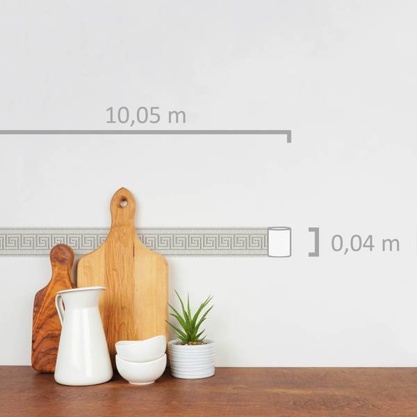 Bordüre 4341 selbstklebend Mäander Grau - Papier - 4 x 1005 x 1 cm