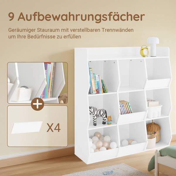 Kinderregal KMB120-W Weiß - Holzwerkstoff - 95 x 105 x 34 cm