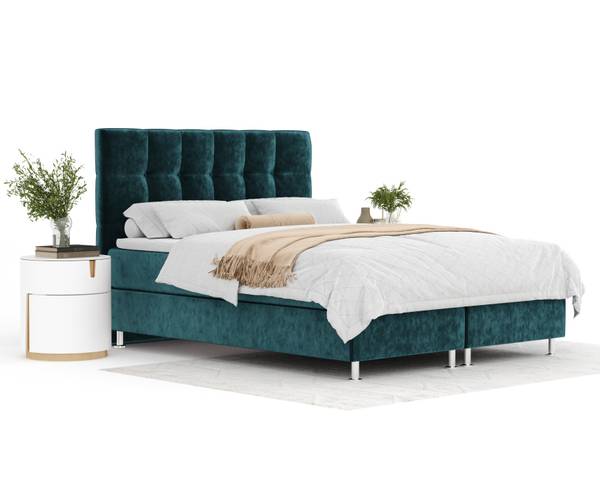 Lit boxspring Chanton Turquoise - Largeur de la surface de couchage : 200 cm