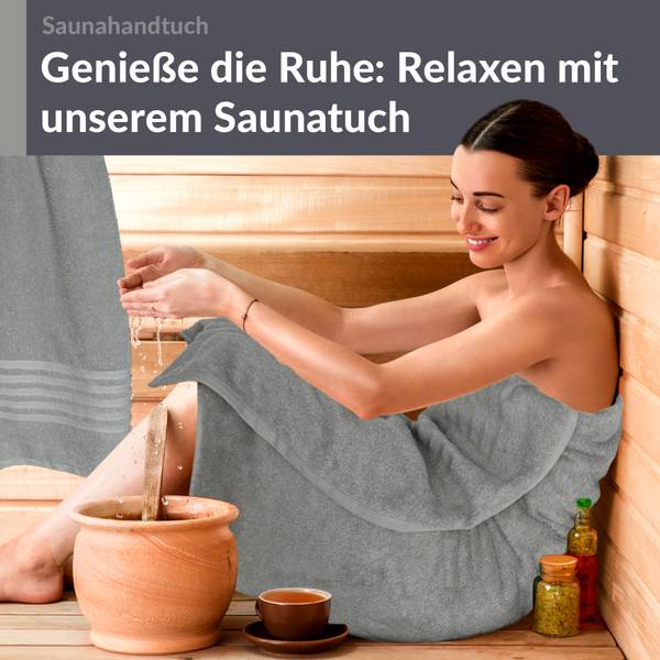 Saunahandtuch London 2er-Set Grau - Frottee - 80 x 1 x 200 cm