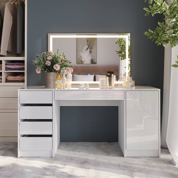 Coiffeuse Sherry 57671 Blanc - Bois manufacturé - 159 x 76 x 51 cm