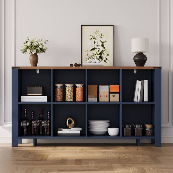 Küchenschrank LANMUD26 Ⅱ Blau - Holzwerkstoff - 140 x 75 x 34 cm