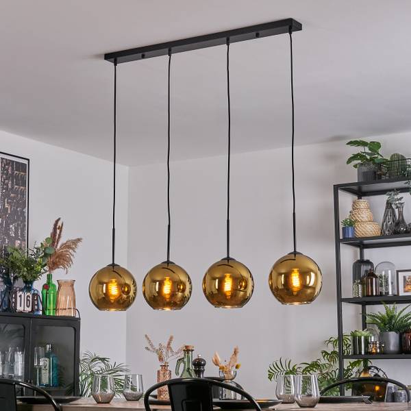 Pendelleuchte Cesaro Gold - Aluminium - Klarglas - 10 x 120 x 92 cm