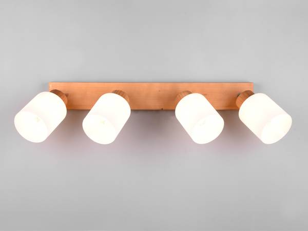 LED Deckenstrahler Holz Glas Weiß 60cm Braun - Weiß - Milchglas - 60 x 10 x 21 cm