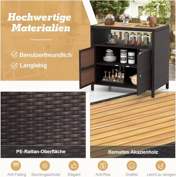 Gartenschrank TI94461DE Braun - Rattan - 53 x 66 x 90 cm