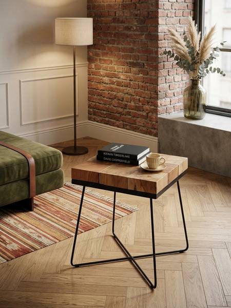 Beistelltisch ISERE Beige - Akazie - 45 x 51 x 45 cm