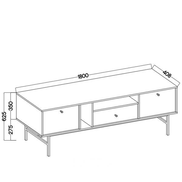 TV-Lowboard FLOREN III grijs - plaatmateriaal op houtbasis - 180 x 63 x 41 cm