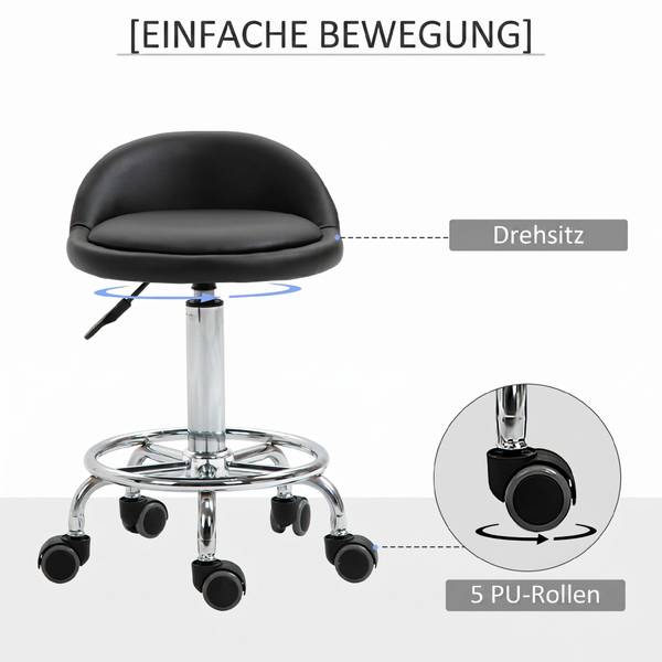 Arbeitsdrehhocker 503-016 2er Set Schwarz - Kunstleder - 38 x 72 x 38 cm