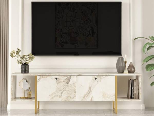 TV-Board DERANA Weiß - Holz teilmassiv - 40 x 48 x 160 cm