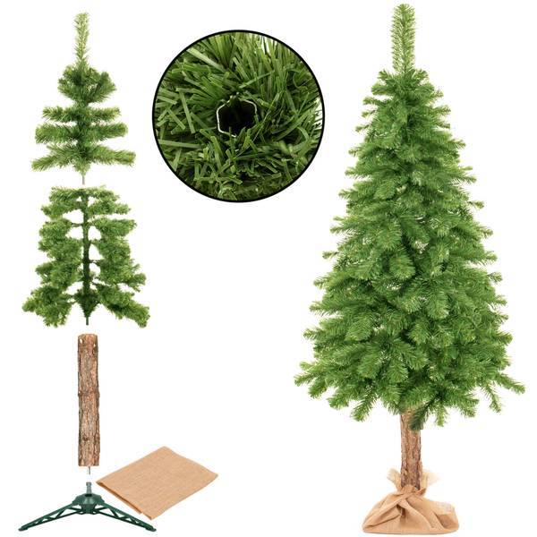 Künstlicher Weihnachtsbaum Naturstamm Grün - Kunststoff - 83 x 220 x 83 cm
