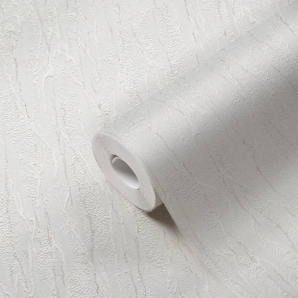 Papiertapete Plaster Weiß - Mischgewebe - Vinyl - 53 x 1005 x 1 cm