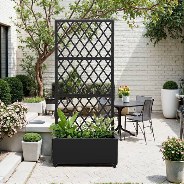 Blumenkasten Malja Schwarz - Stahl - 82 x 190 x 38 cm