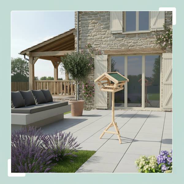 Vogelfutterhaus aus Tannenholz Dunkelgrün - Hellbraun