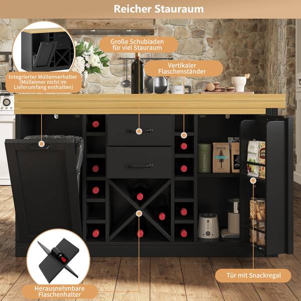 Kücheninsel Hebe Ⅰ Schwarz - Holz