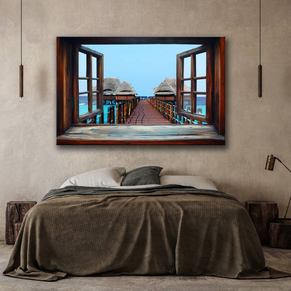Tableau déco vue depuis la fenêtre 100 x 70 cm