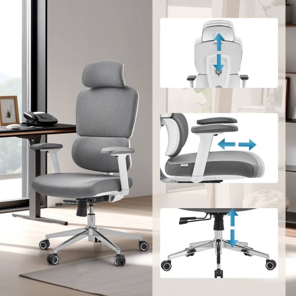 Bürostuhl Ergomy WF 2 Grau - Polyester - 67 x 132 x 68 cm