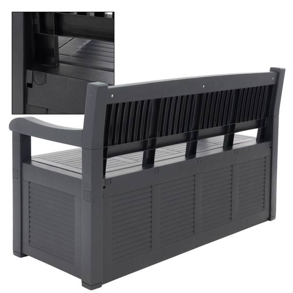 Gartenbox mit Sitz Schwarz - Kunststoff - 60 x 85 x 130 cm