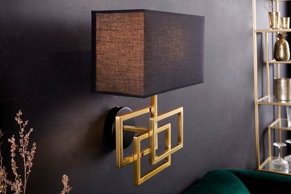 Wandleuchte ATLANTIS Schwarz - Gold - Polyester - 35 x 44 x 20 cm