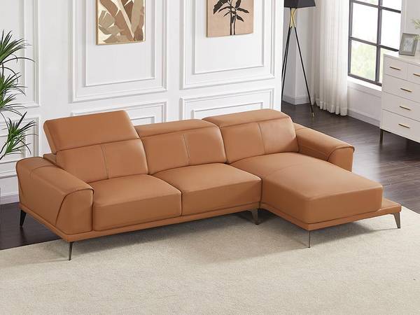Sofa ANDOR Braun - Echtleder - Textil - 170 x 95 x 279 cm