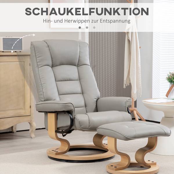 Relaxsessel mit Hocker 839-961V81GY Grau - 85 x 76 cm