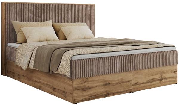 Boxspringbett WOOD CLASSIC Braun - Breite: 144 cm - H3