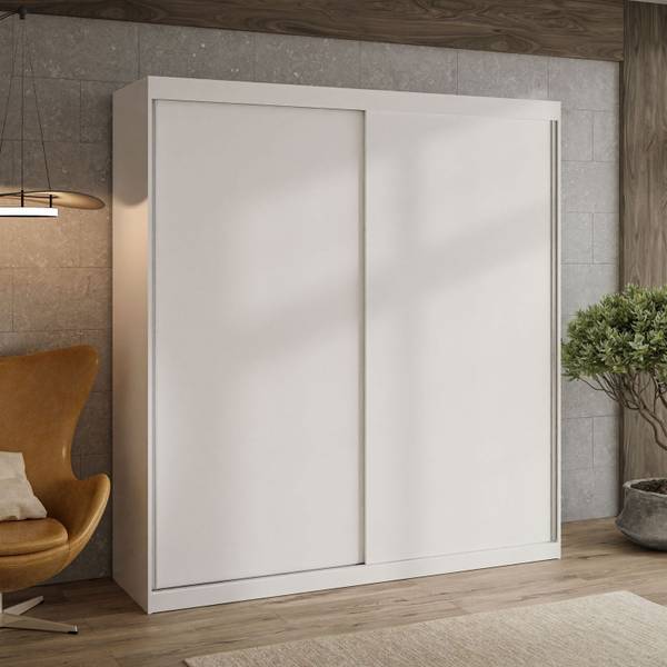 Kleiderschrank BASTER 200 Weiß - Holzwerkstoff - 200 x 215 x 58 cm