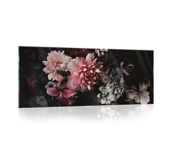 Glasbild Blumen Schwarz Bild kaufen