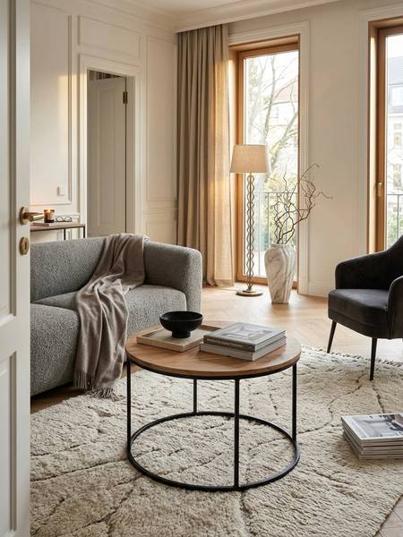 Couchtisch VALDRES mit Ablage Beige - Akazie - 60 x 43 x 60 cm