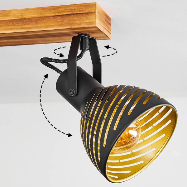 Deckenleuchte Gravellona Schwarz - Gold - Aluminium - 8 x 24 x 30 cm