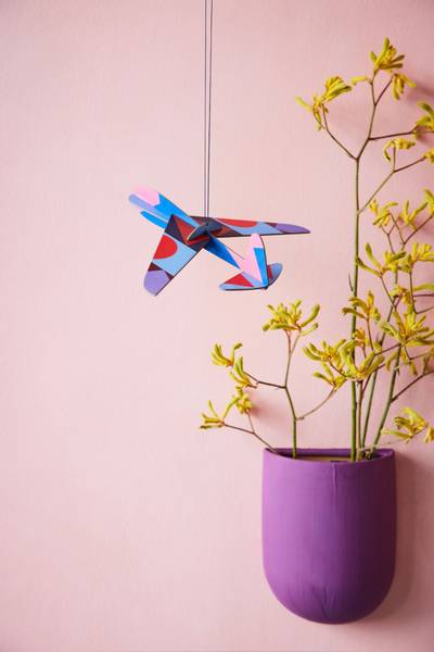 Wandobjekt Geometrisches Flugzeug Naturfaser - Papier - 6 x 19 x 23 cm