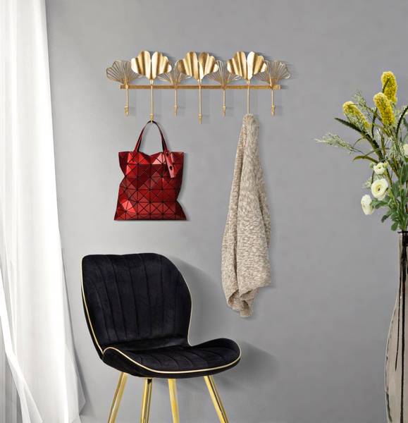 Wandgarderobe 7 Leaves Gold - Metall - 66 x 26 x 6 cm