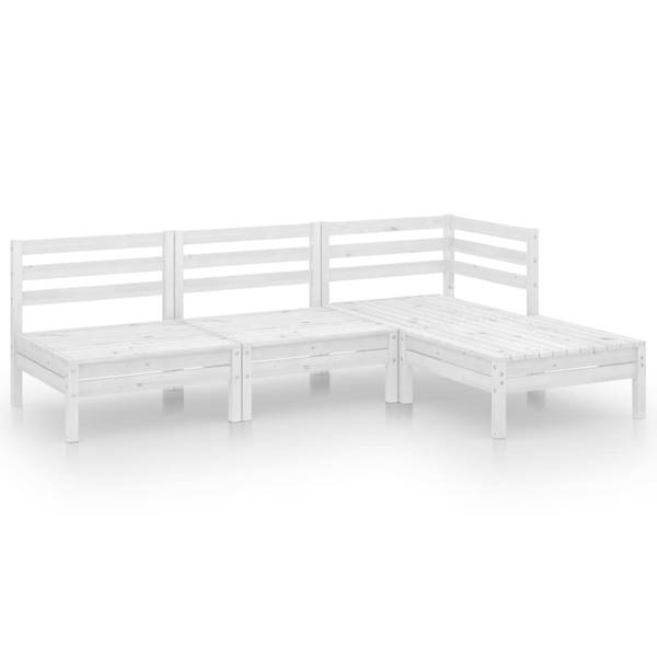 Garten-Lounge-Set 3010500 (4-teilig) Weiß - Kiefer - 64 x 29 x 64 cm