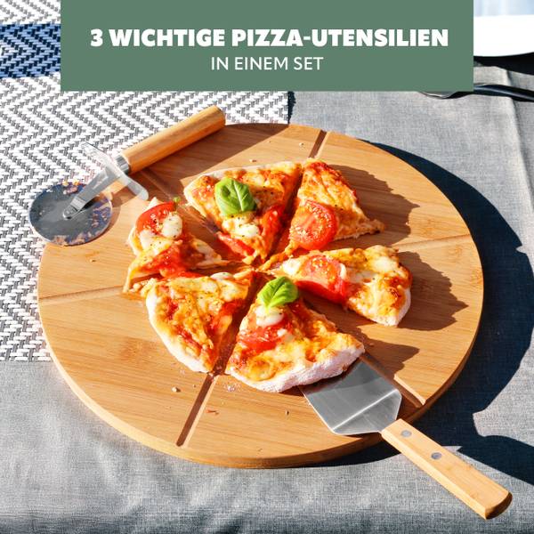 Pizzaservierset 40778 (3er-Set) Braun - Bambus - 33 x 2 x 33 cm