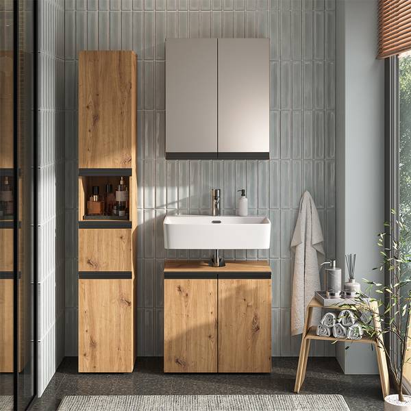 Badmöbel-Set Torren 59595 3er Set Braun - Holzwerkstoff - 60 x 58 x 35 cm
