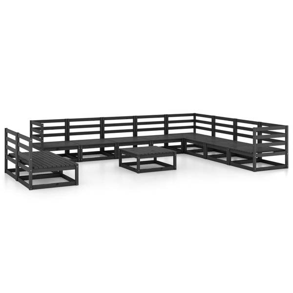 Salon de jardin 3009846-1 (lot de 11) Noir - Pin - 70 x 30 x 70 cm