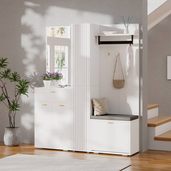 Kledingkastset LucyDiana wit - plaatmateriaal op houtbasis - 36 x 180 x 150 cm