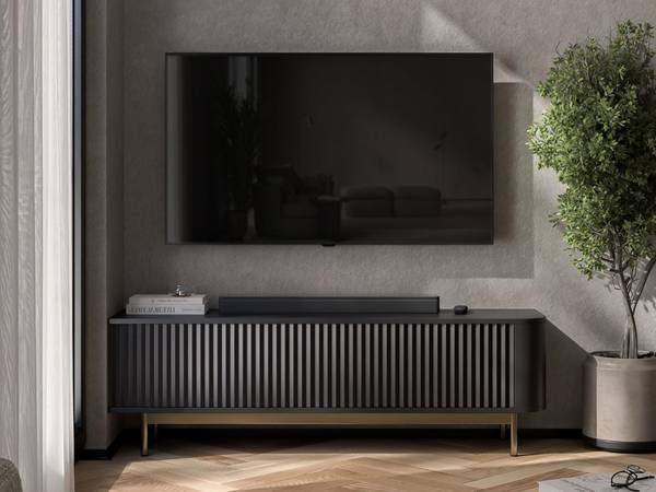 TV-Lowboard AURORA Schwarz - Gold