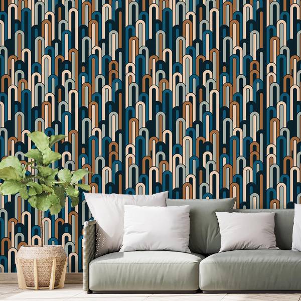 Tapete labyrinth Blau - Papier - 364 x 270 x 1890 cm