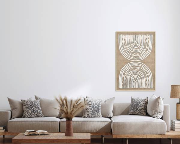 Leinwandbild LOTTA Beige - Gold - Grün - Holzwerkstoff - Kunststoff - Textil - 60 x 90 x 1 cm