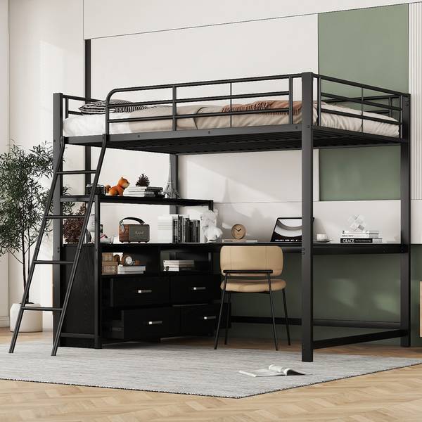 Hochbett BB3715 Schwarz - Metall - 145 x 180 x 204 cm