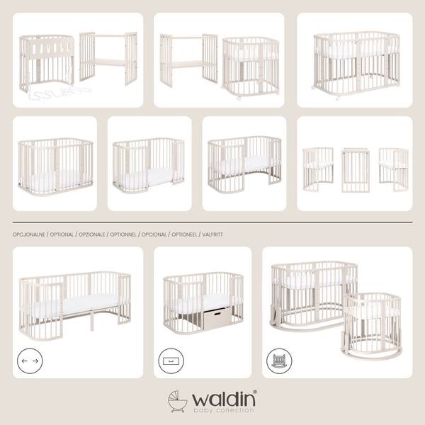 Babybett CLASSIC 7in1 2-tlg. Beige - Buche - 78 x 75 x 128 cm