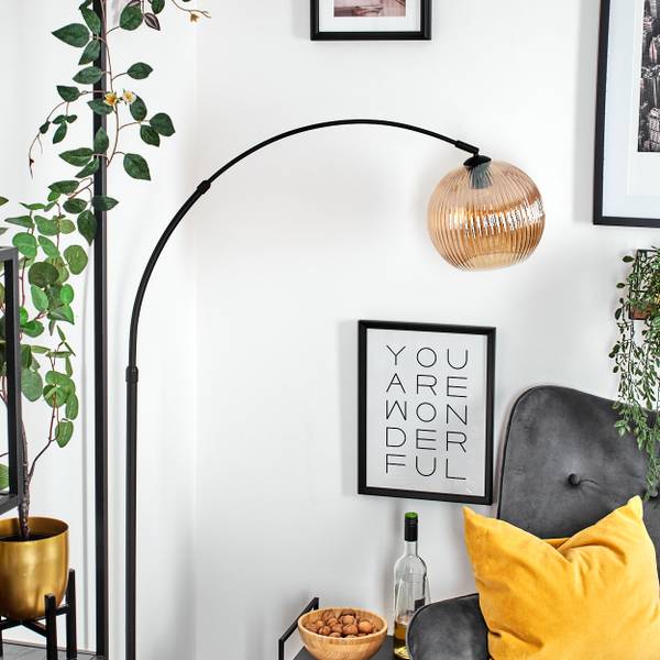 Stehlampe Cesaro Orange - Aluminium - Klarglas - Marmor - 105 x 185 x 72 cm