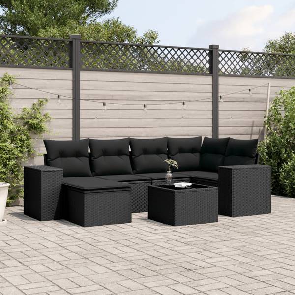 Garten-Lounge-Set 3035591-2 (7-teilig) Schwarz