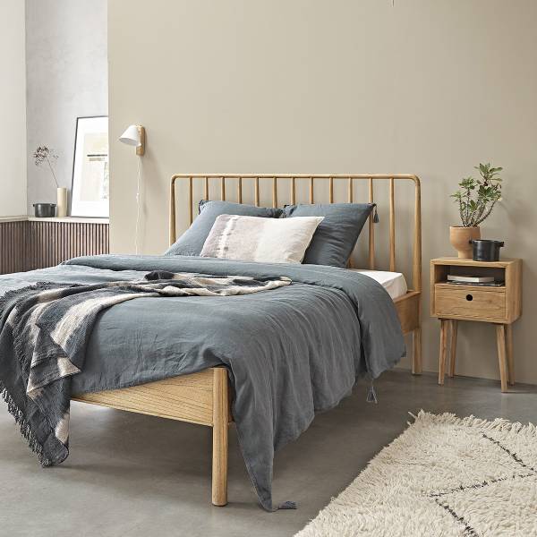 Bett mit Lattenrost ESMEE Beige - Massivholz - 212 x 110 x 170 cm