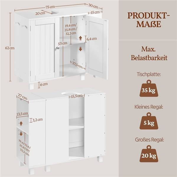 Waschbeckenunterschrank ARK57 Weiß
