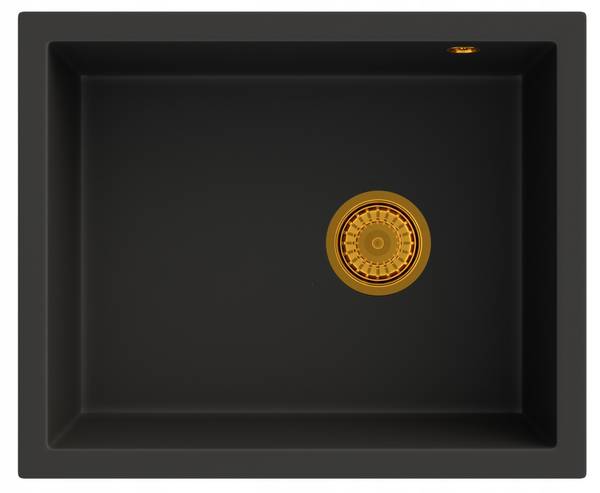 Granitspüle Salix mit Batterie Siphon Schwarz - Keramik - 40 x 50 x 19 cm