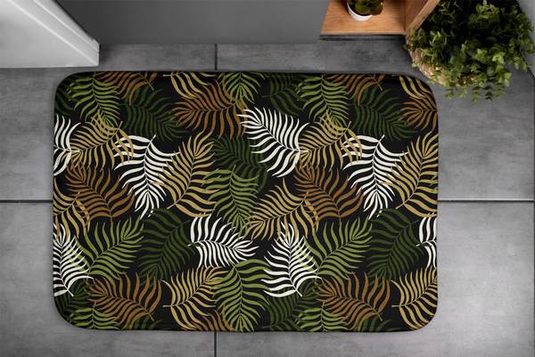 Badteppich Pflanzenmuster Grün - Textil - 90 x 60 x 90 cm