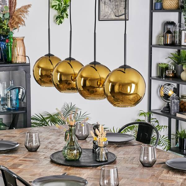 Pendelleuchte Cesaro Gold - Aluminium - Klarglas - 10 x 120 x 92 cm