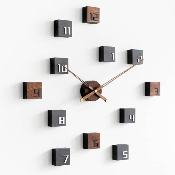Wanduhr Wanduhren Cus Schwarz - Braun - Holzwerkstoff - 83 x 76 x 4 cm